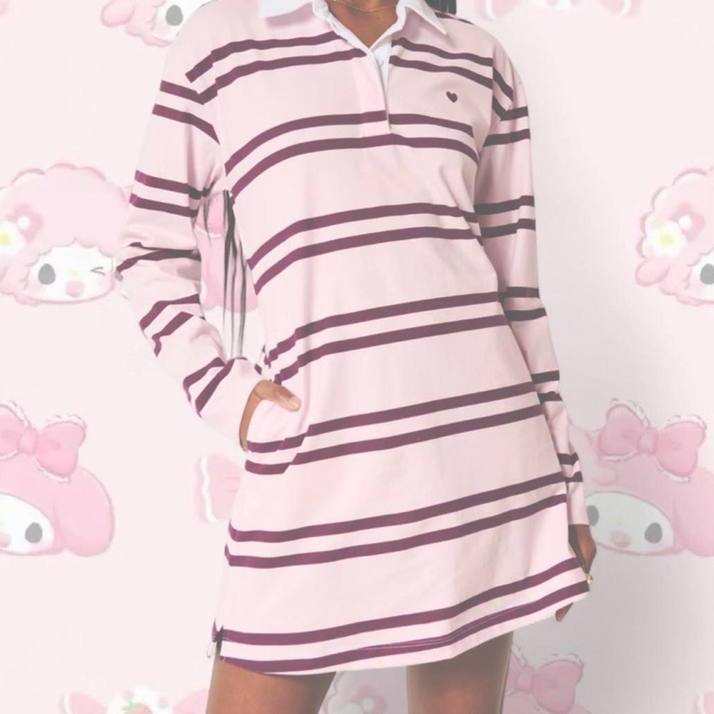 HOLLISTER 🌸 Rugby / Polo Long Sleeved Collar Dress with Heart Detail